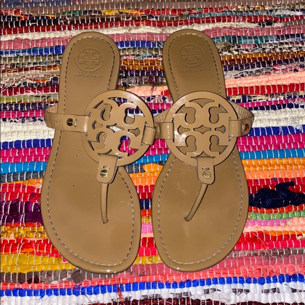 Tory Burch Glossy Nude Flat Sandals